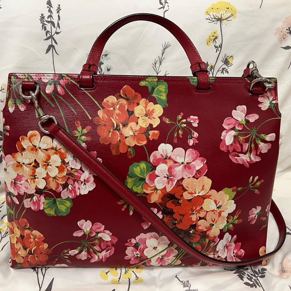 Authentic Gucci Leather Blooms Bamboo Daily Large Satchel - Picture 3 of 16